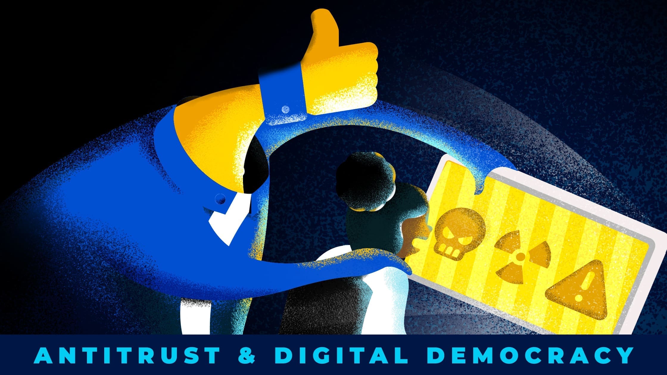 Antitrust and Digital Democracy illustration for Omidyar Network