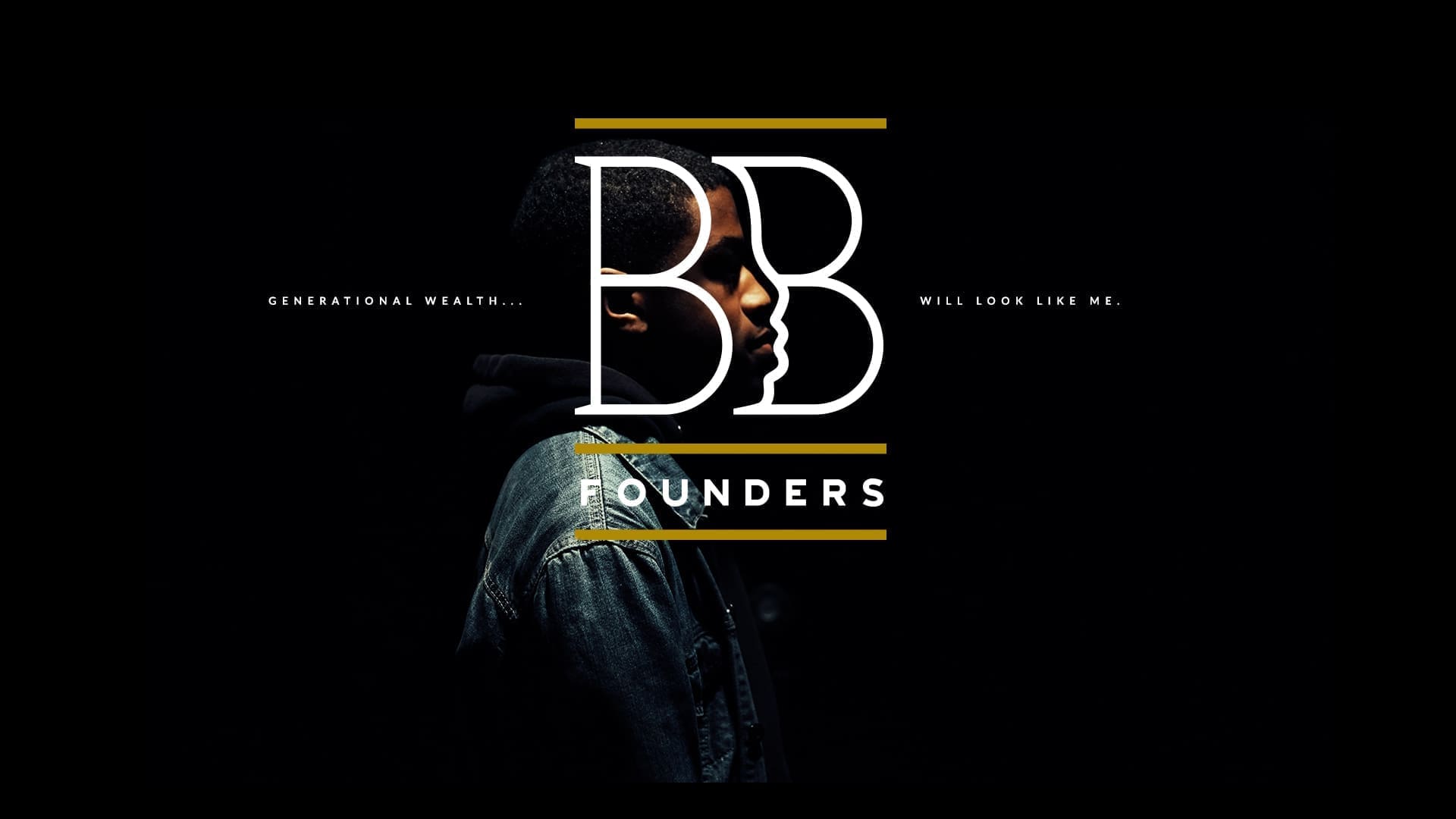 BB Founders brand lockup over a dark portrait