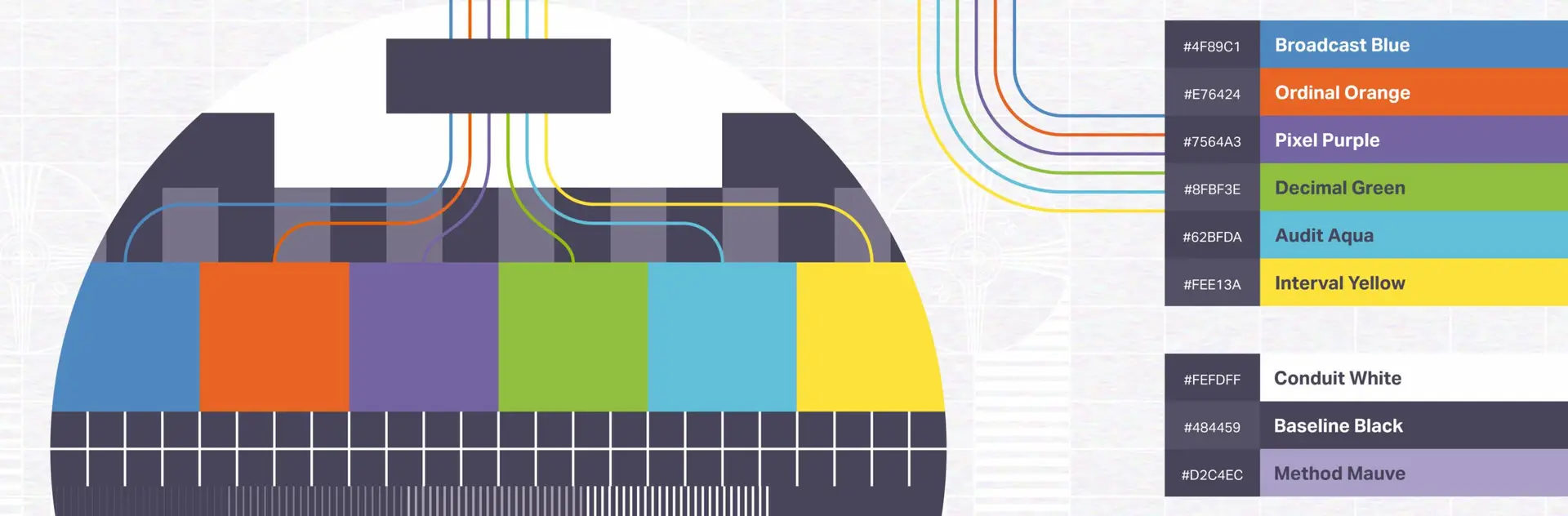 CIMM color system chart with venue illustration