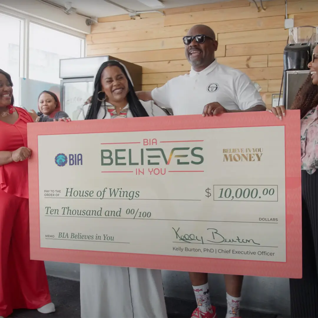 BIA Believes grant check presentation