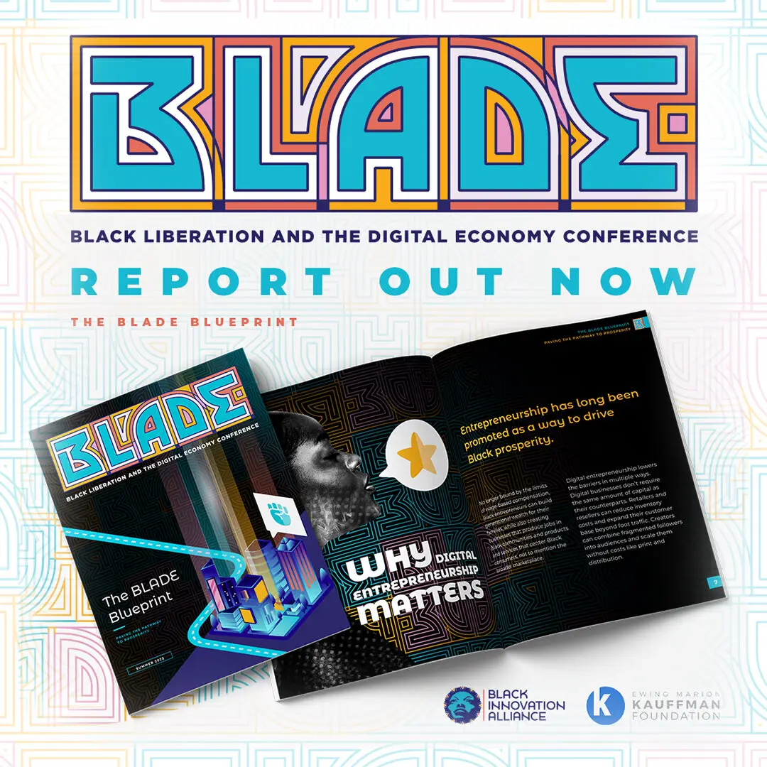BLADE visual identity and conference report for Black Liberation and the Digital Economy