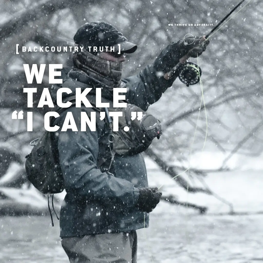 Backcountry Truth poster of an angler reading we tackle I cant